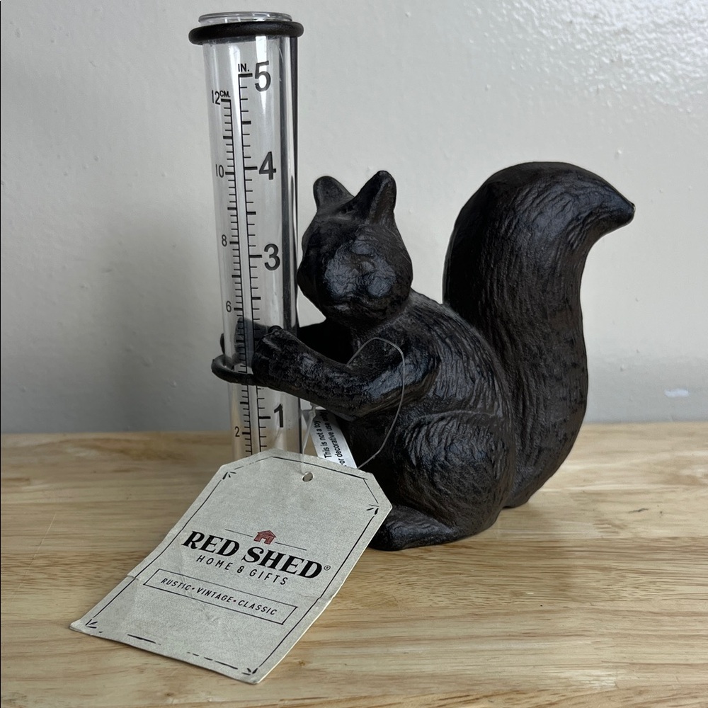 Brown Metal Squirrel Rain Gauge